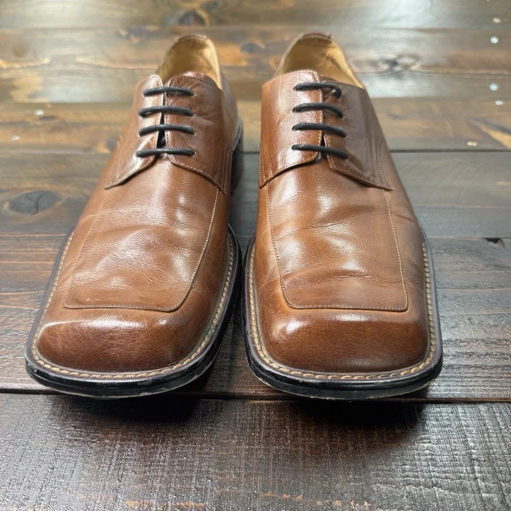 Borgesi Beverly Hills Italian Hand Made Leather Square Toe‎ Oxford Mens 44/10.5